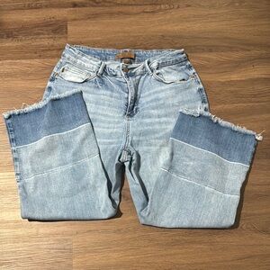 Judy Blue Raw Hem Edge Blue Cropped Jeans Size 16W